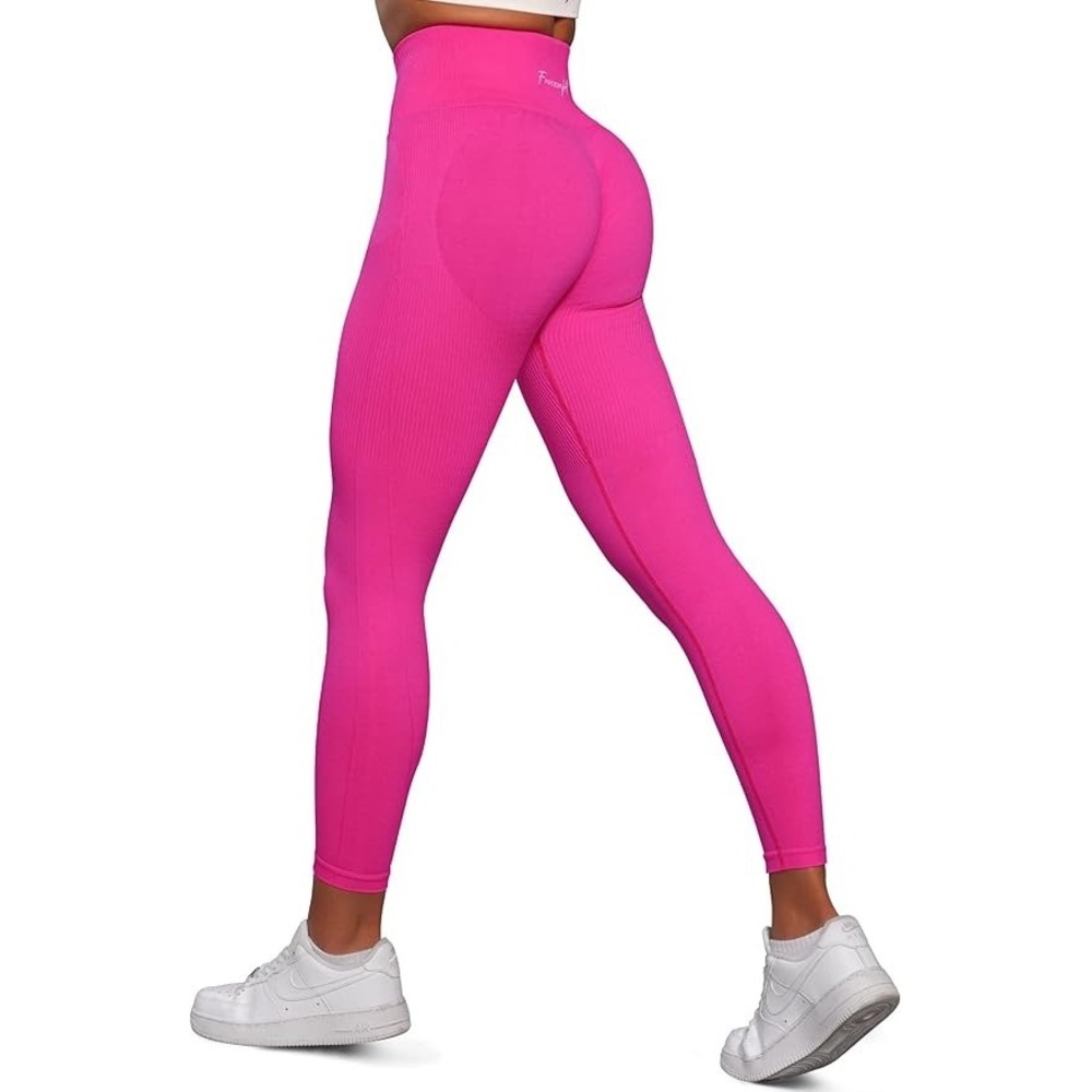 Fresought Seamless Ribbed High Waist Leggings Hot Pink‎ Small NWOT